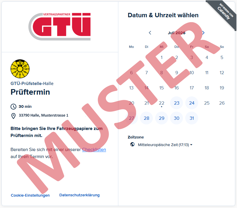 Vorschau Online-Terminkalender
